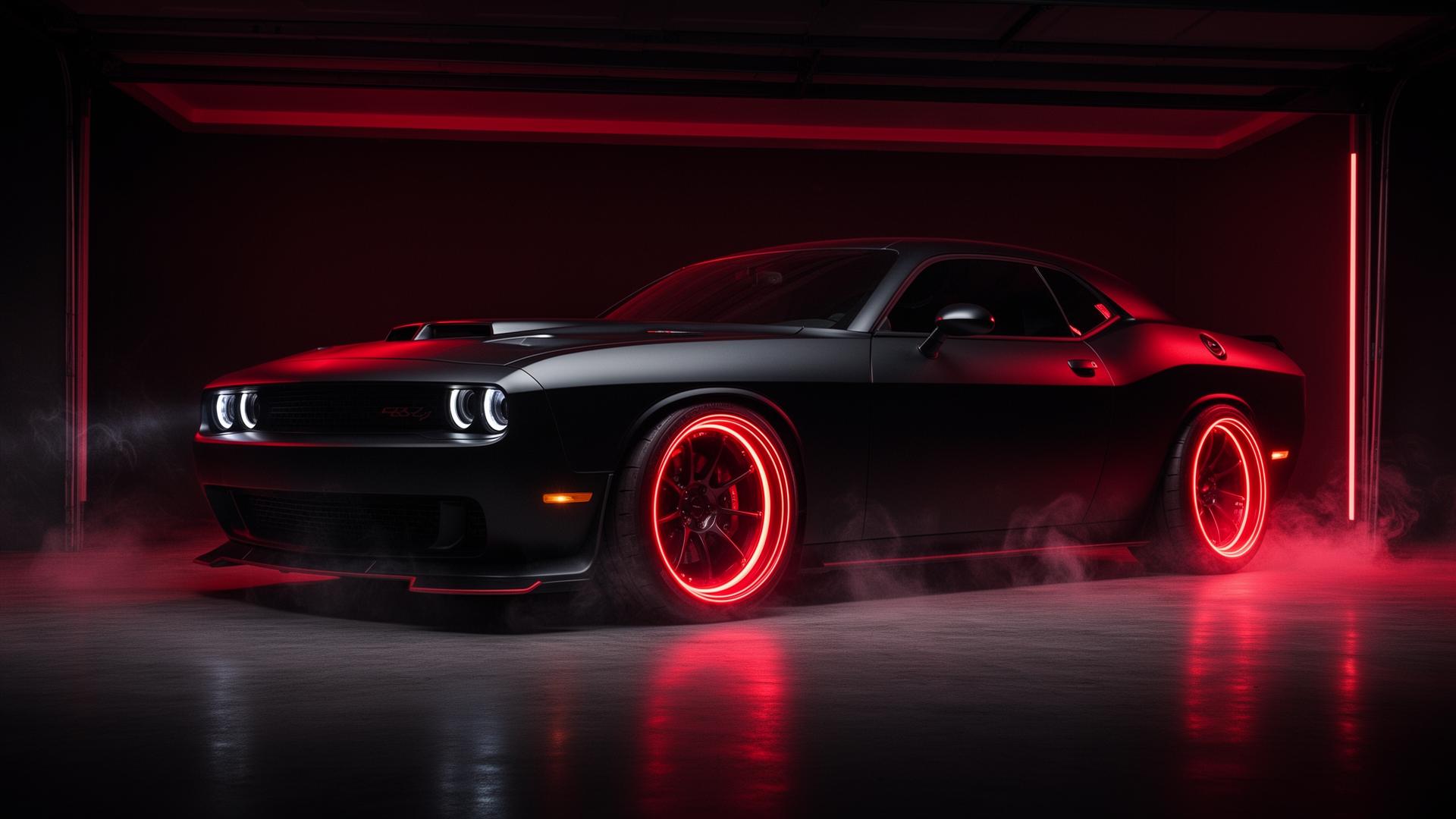 Custom matte black muscle car